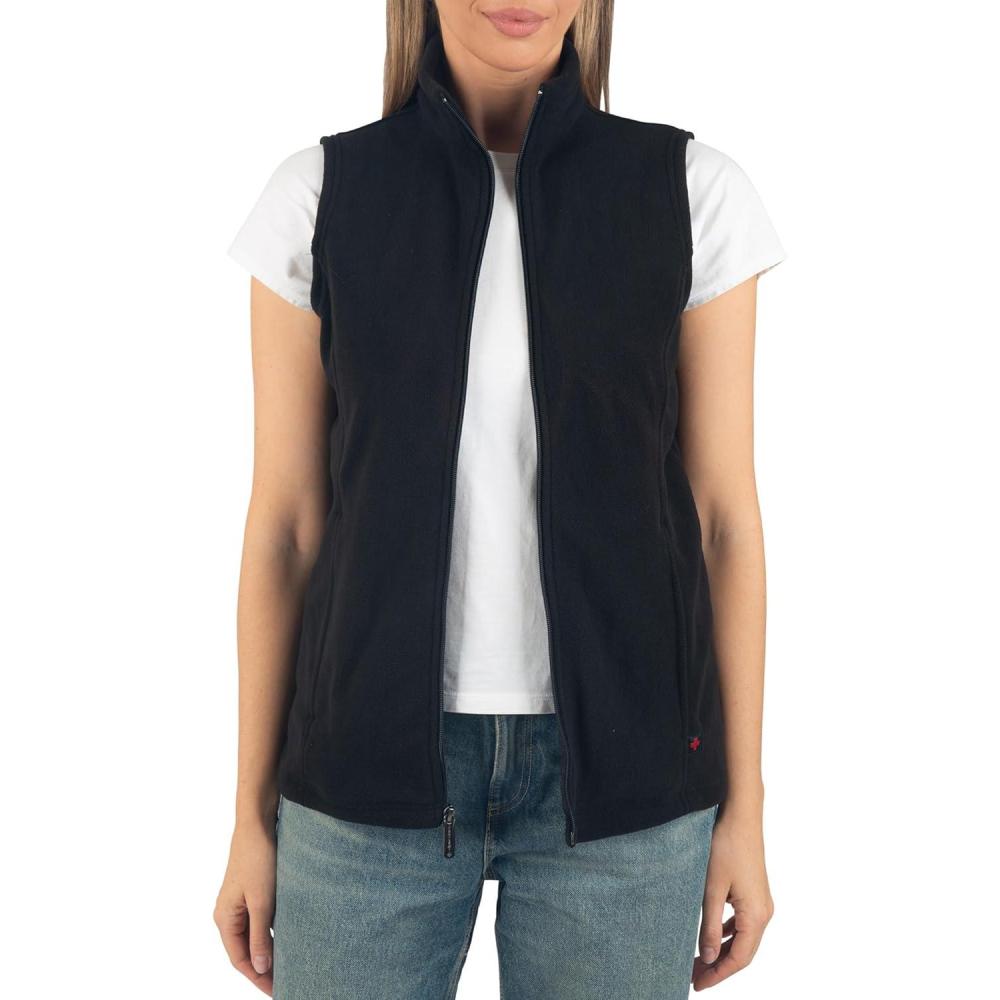 image:imageAlpine Swiss Cindy Womens Polar Fleece Vest Zip Up Lightweight Sleeveless JacketBlack