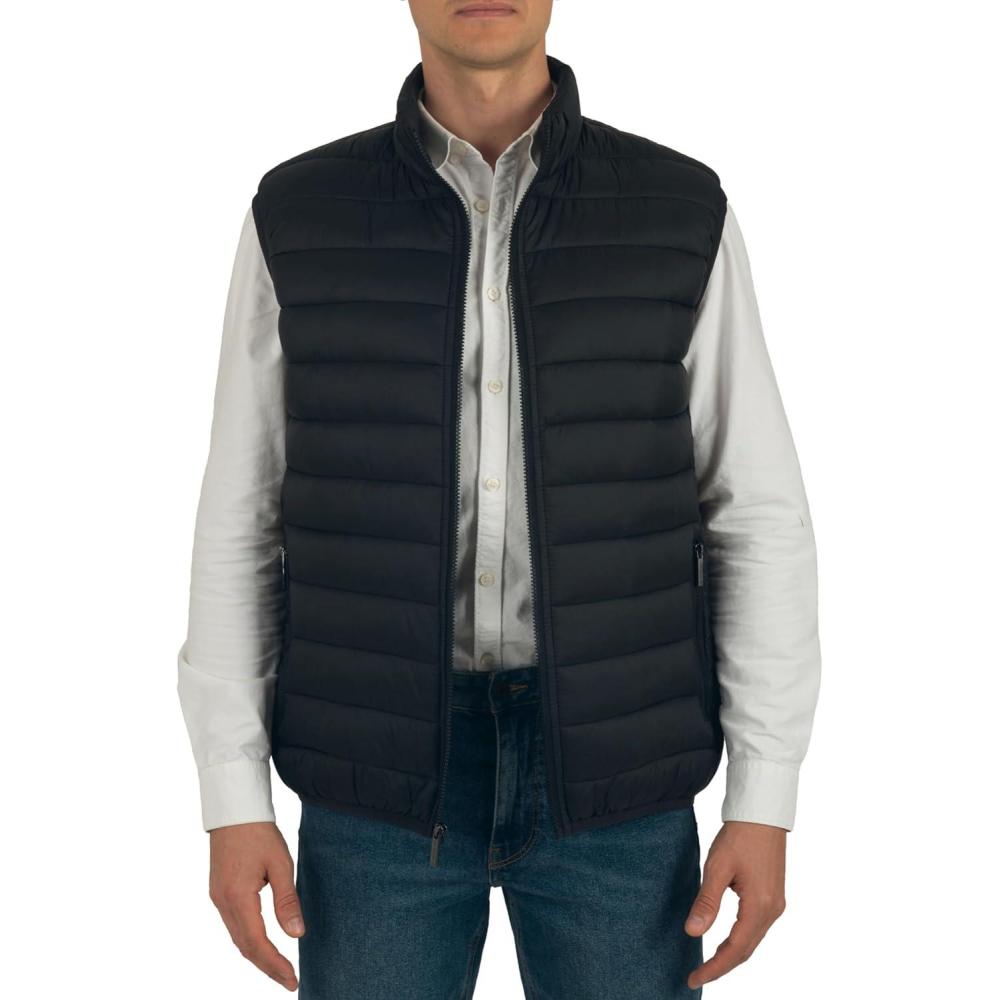 image:imageAlpine Swiss Clark Mens Puffer Vest Down Alternative Water Resistant Packable Outerwear Zip Up Pockets Warm Versatile LayerBlack