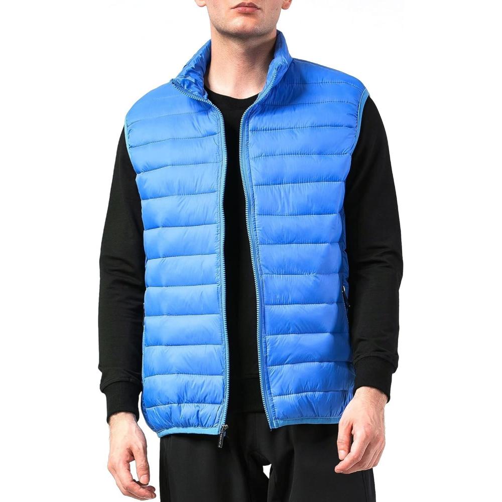image:imageAlpine Swiss Clark Mens Puffer Vest Down Alternative Water Resistant Packable Outerwear Zip Up Pockets Warm Versatile LayerBlue