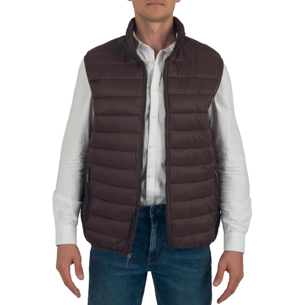 image:imageAlpine Swiss Clark Mens Puffer Vest Down Alternative Water Resistant Packable Outerwear Zip Up Pockets Warm Versatile LayerBrown