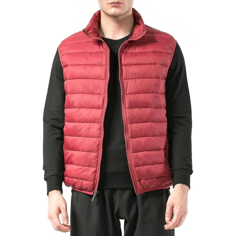 image:imageAlpine Swiss Clark Mens Puffer Vest Down Alternative Water Resistant Packable Outerwear Zip Up Pockets Warm Versatile LayerRed