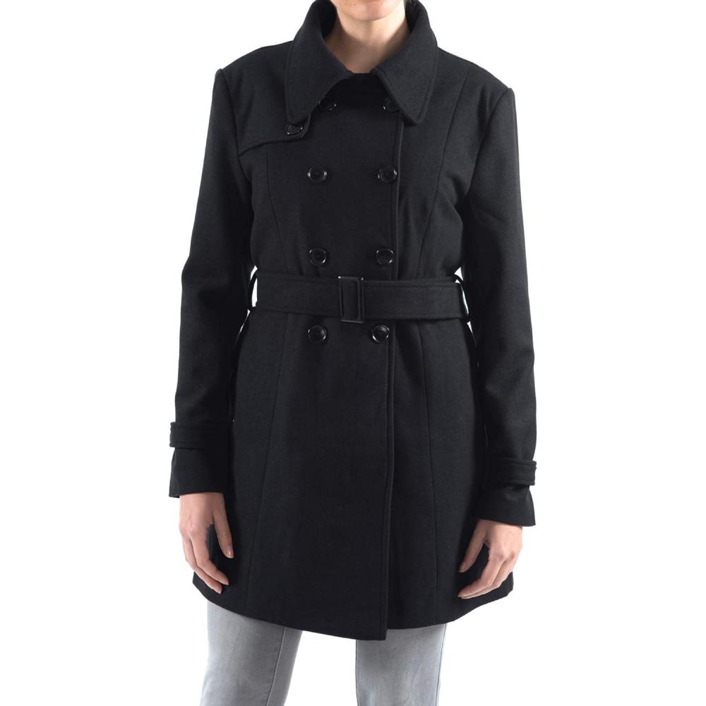 image:imageAlpine Swiss Keira Womens Wool Double Breasted Belted Trench CoatBlack