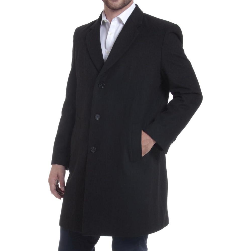 image:imageAlpine Swiss Luke Mens Wool Blend Overcoat Single Breasted Topcoat Tailored Notch Lapel Coat Business Professional OuterwearBlack