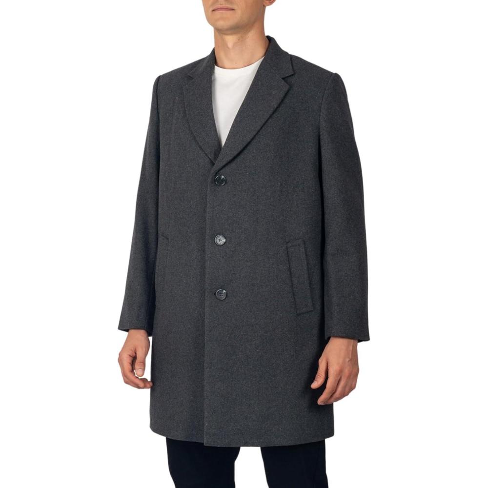 image:imageAlpine Swiss Luke Mens Wool Blend Overcoat Single Breasted Topcoat Tailored Notch Lapel Coat Business Professional OuterwearGray