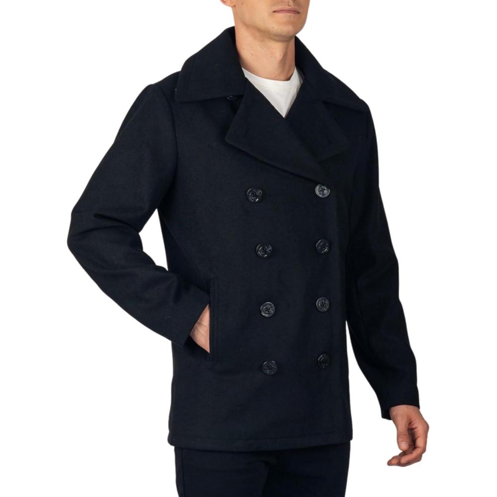 image:imageAlpine Swiss Mason Mens Wool Blend Classic Pea Coat JacketBlack