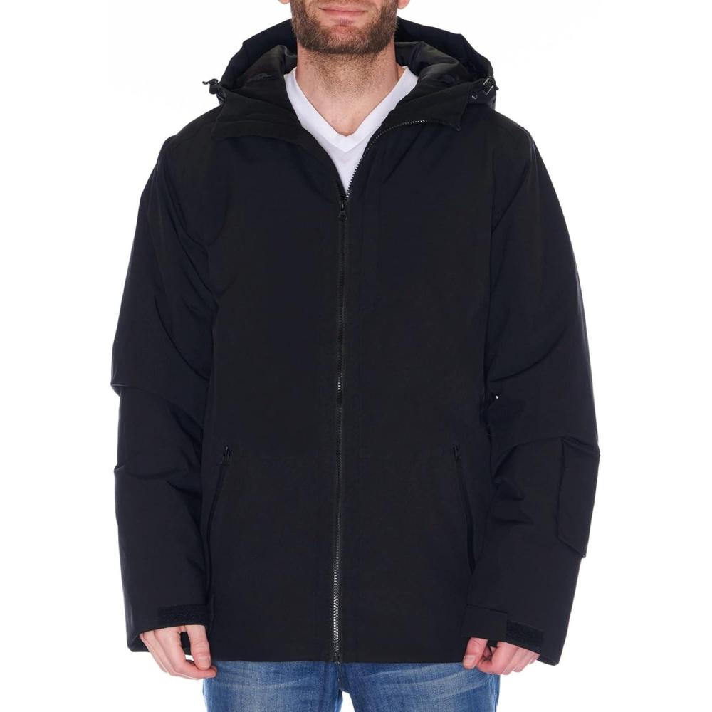 image:imageAlpine Swiss Mens Waterproof Ski Jacket Hooded Snowboarding Coat Warm Winter Snow Jacket RaincoatBlack