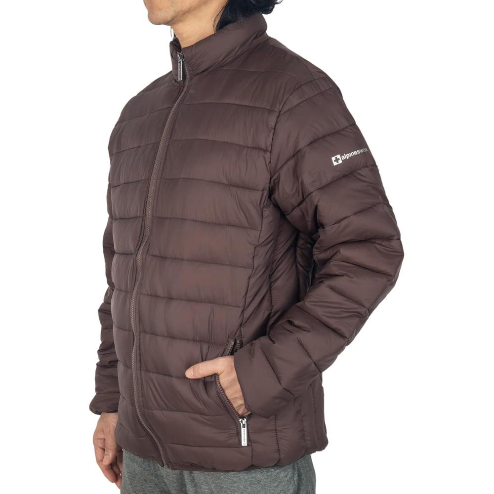 image:imageAlpine Swiss Niko Mens Puffer Jacket Down Alternate Insulated Coat Packable WaterResistant Windproof Outerwear Zip PocketsBrown
