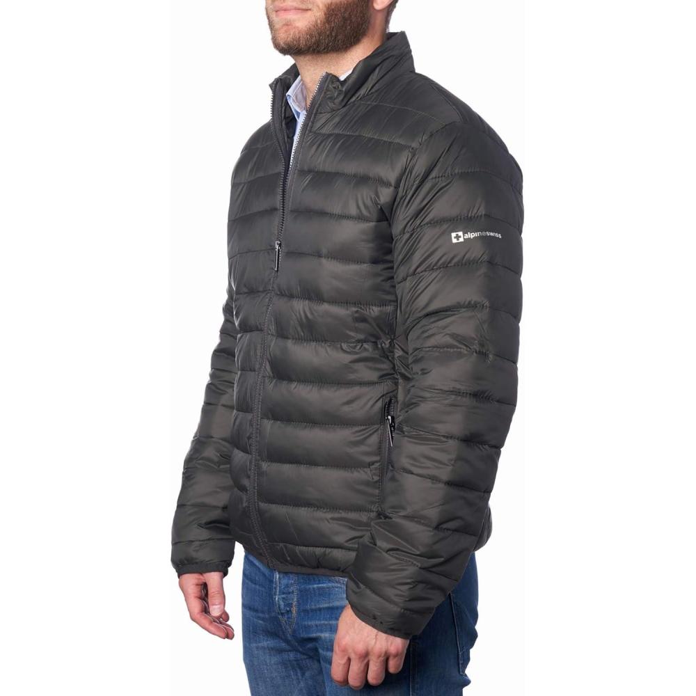 image:imageAlpine Swiss Niko Mens Puffer Jacket Down Alternate Insulated Coat Packable WaterResistant Windproof Outerwear Zip PocketsGreen