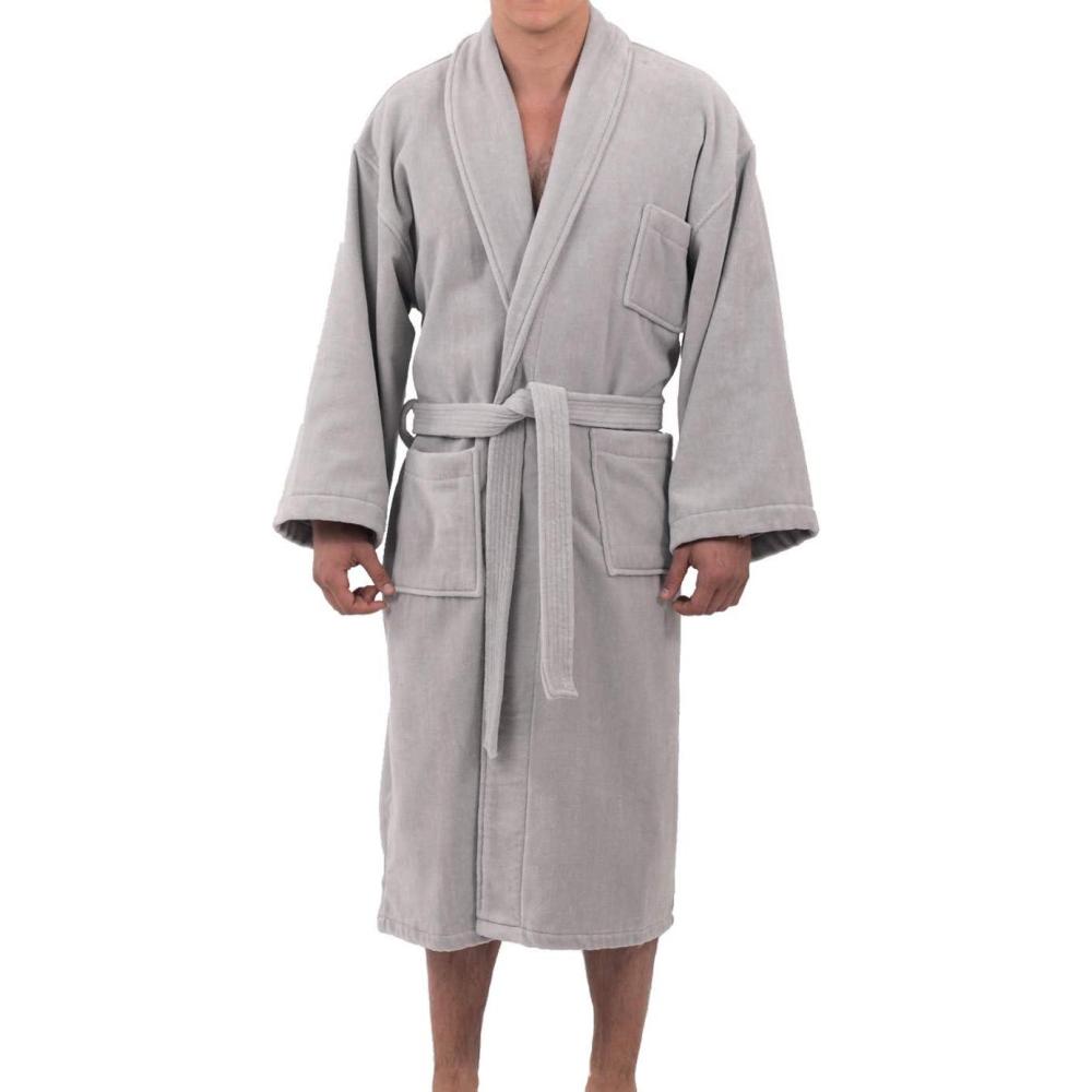 image:imageAlpine Swiss Pure Cotton Mens Terry Cloth Bathrobe Super Absorbent Spa RobeGray