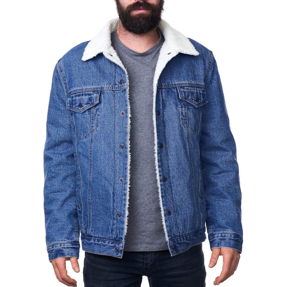 image:imageAlpine Swiss Ryker Mens Sherpa Lined Denim Trucker JacketDenim