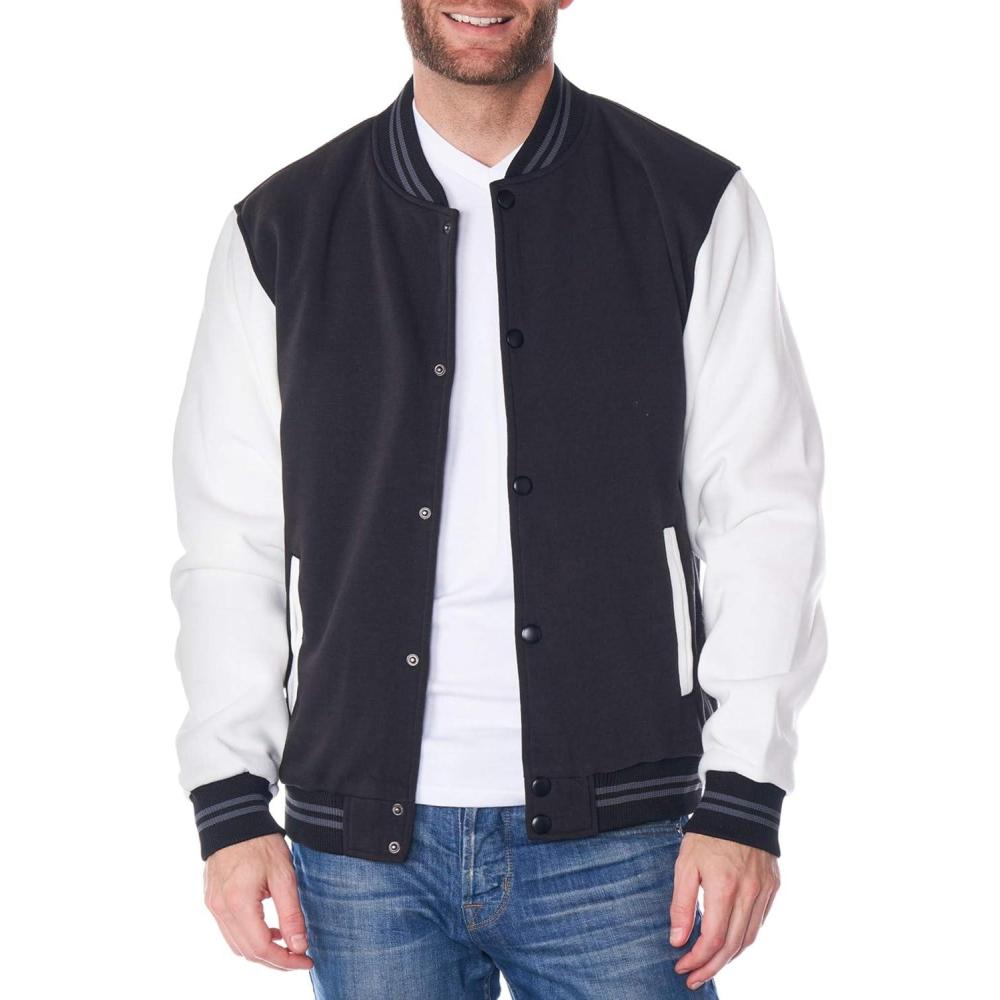 image:imageAlpine Swiss Tyler Mens Varsity Jacket Classic Letterman Coat Baseball Bomber Jacket Lightweight Stylish Everyday OuterwearBlack White