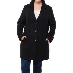 Alpine Swiss Alice Womens Plus Size Wool Overcoat Classic Notch Lapel Walking Coat(Black)