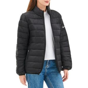 Alpine Swiss Amy Womens Puffer Jacket Insulated Water Resistant Lightweight Down Alternative Packable Coat Zippered Pockets(Black)