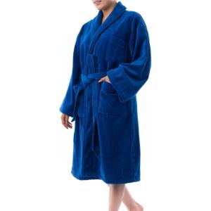 Alpine Swiss Blair Womens Cotton Terry Cloth Bathrobe Shawl Collar Velour Spa Robe(Blue)
