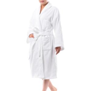Alpine Swiss Blair Womens Cotton Terry Cloth Bathrobe Shawl Collar Velour Spa Robe(White)