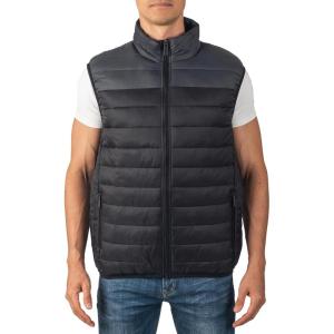 Alpine Swiss Clark Mens Puffer Vest Down Alternative Water Resistant Packable Outerwear Zip Up Pockets Warm Versatile Layer(Black Gray)