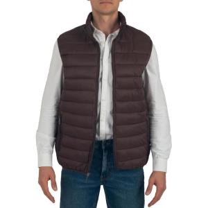 Alpine Swiss Clark Mens Puffer Vest Down Alternative Water Resistant Packable Outerwear Zip Up Pockets Warm Versatile Layer(Brown)