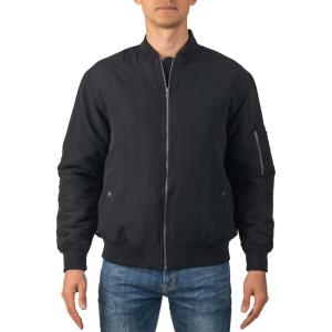 Alpine Swiss Damon Mens Bomber Jacket Warm Quilted Flight Jacket with Pockets Windbreaker Casual Layering Versatile Outerwear(Black)
