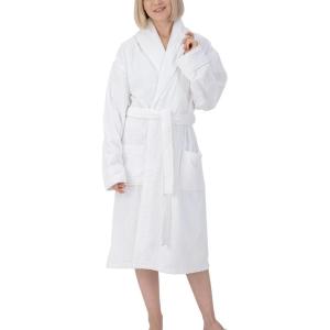 Alpine Swiss Elyse Womens Luxury Waffle Knit Cotton Bathrobe Shawl Collar Hotel Spa Robe(White)