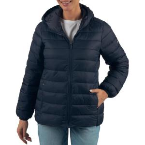 Alpine Swiss Eva Womens Hooded Puffer Jacket Down Alternate Coat Warm Water-Resistant Packable Winter Outerwear Zip Pockets(Navy)