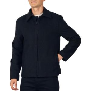 Alpine Swiss Grant Mens Wool Blend Jacket Classic Zip Up Coat Business Casual Hip Length Classic Collar Jacket Warm Coat(Black)