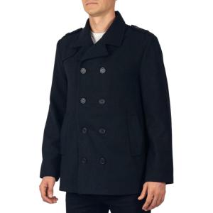 Alpine Swiss Jake Mens Wool Pea Coat Double Breasted Peacoat Jacket(Black)