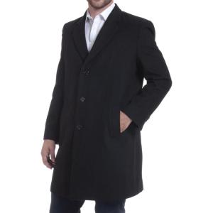 Alpine Swiss Luke Mens Wool Blend Overcoat Single Breasted Topcoat Tailored Notch Lapel Coat Business Professional Outerwear(Black)