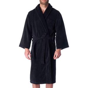 Alpine Swiss Pure Cotton Mens Terry Cloth Bathrobe Super Absorbent Spa Robe(Black)