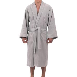 Alpine Swiss Pure Cotton Mens Terry Cloth Bathrobe Super Absorbent Spa Robe(Gray)
