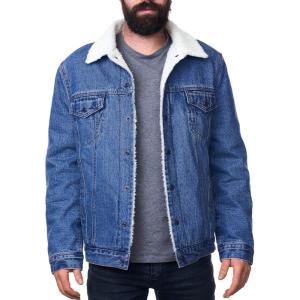 Alpine Swiss Ryker Mens Sherpa Lined Denim Trucker Jacket(Denim)