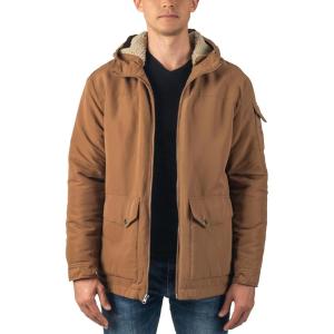 Alpine Swiss Shane Mens Sherpa Lined Parka Hooded Winter Coat Cargo Utility Jacket(Tan)