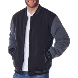 Alpine Swiss Tyler Men’s Varsity Jacket Classic Letterman Coat Baseball Bomber Jacket Lightweight Stylish Everyday Outerwear(Black Gray)