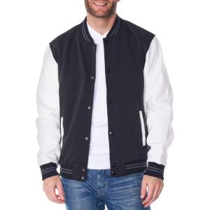 Alpine Swiss Tyler Men’s Varsity Jacket Classic Letterman Coat Baseball Bomber Jacket Lightweight Stylish Everyday Outerwear(Black White)