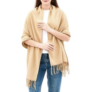 Alpine Swiss Womens Shawl Evening Wrap Pashmina Large Scarf Fringe Cape Poncho(Beige)