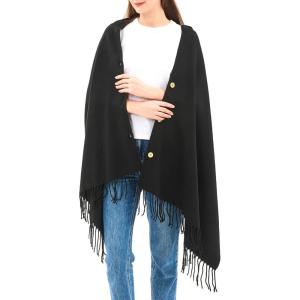 Alpine Swiss Womens Shawl Evening Wrap Pashmina Large Scarf Fringe Cape Poncho(Black)