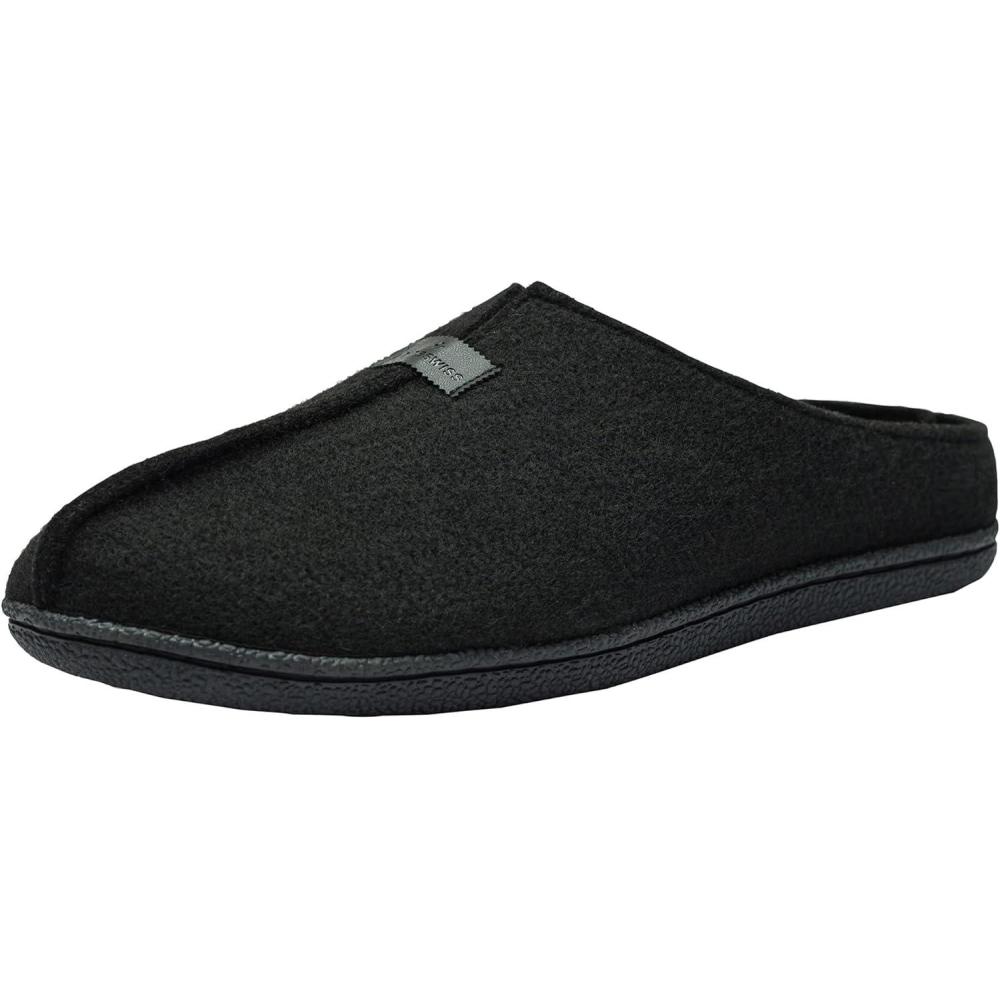 image:imageAlpine Swiss Bruce Mens Felt Faux Wool Clog Slippers Comfortable Slip On House ShoesBlack