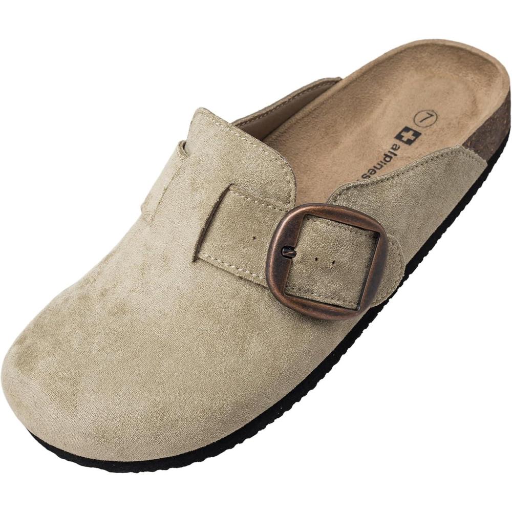 image:imageAlpine Swiss Edith Womens Clogs Cork Footbed Slippers Mules Slip On Potato ShoesTaupe