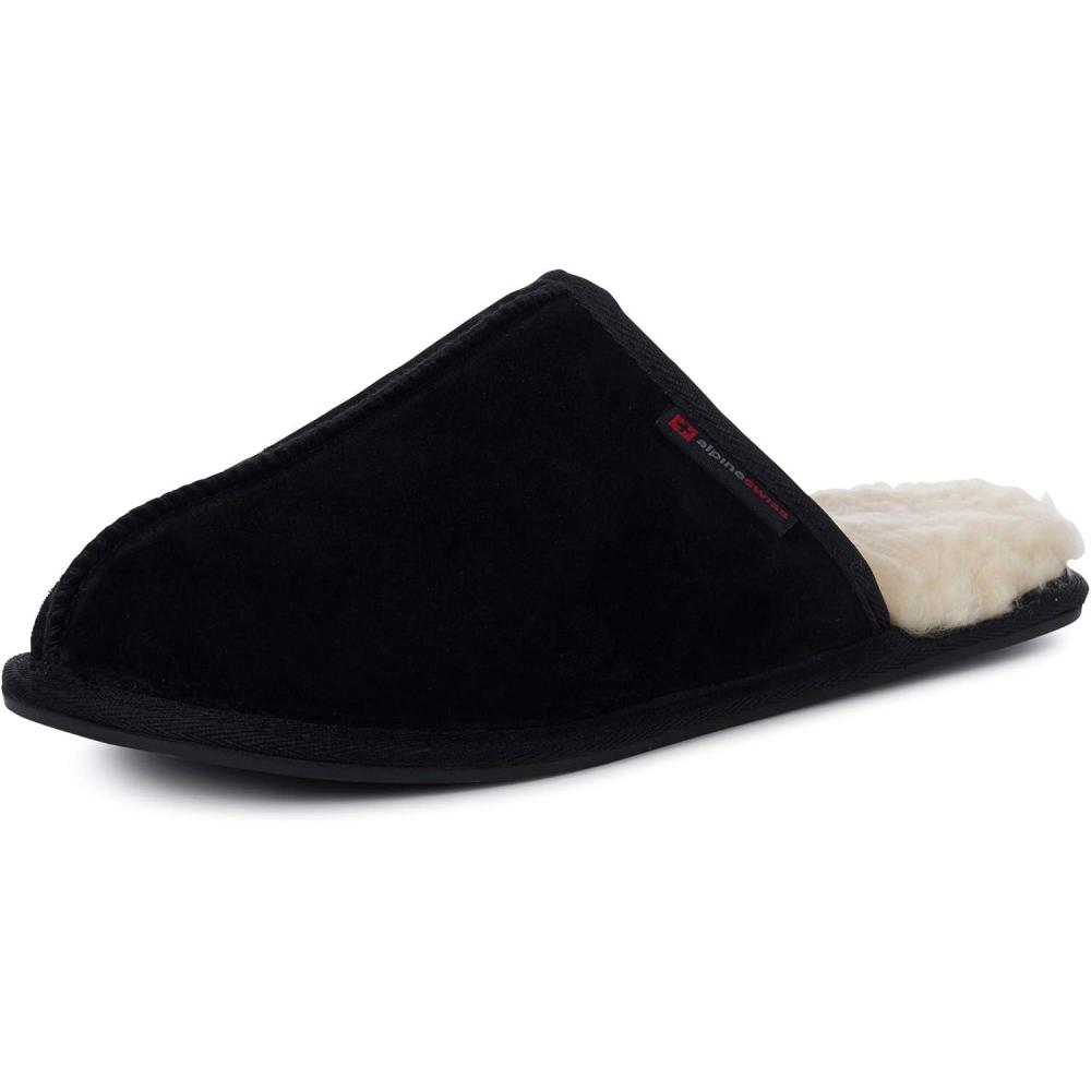 image:imageAlpine Swiss Halden Mens MicroSuede Memory Foam Scuff Slippers Cozy Slip on House ShoesBlack