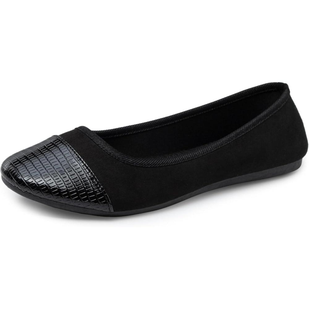 image:imageAlpine Swiss Kelly Womens Ballet Flats  Runs Small Size UP  Comfortable Dress or Casual Shoes  Two Tone Cap Toe Slip On Flats  AntiSlip SoleBlack