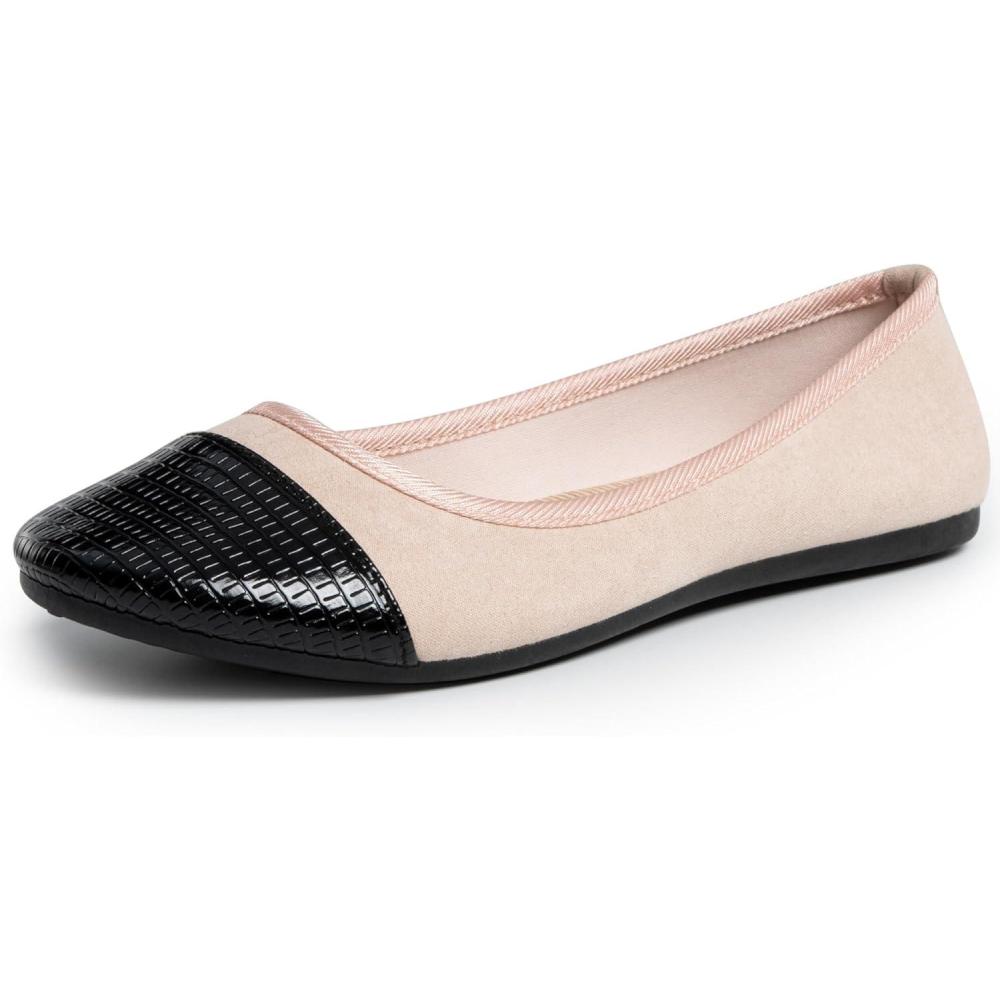 image:imageAlpine Swiss Kelly Womens Ballet Flats  Runs Small Size UP  Comfortable Dress or Casual Shoes  Two Tone Cap Toe Slip On Flats  AntiSlip SoleBlush