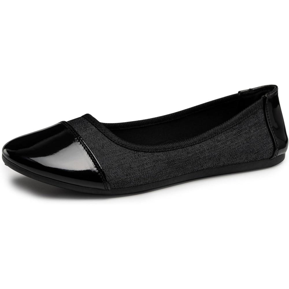image:imageAlpine Swiss Kelly Womens Ballet Flats  Runs Small Size UP  Comfortable Dress or Casual Shoes  Two Tone Cap Toe Slip On Flats  AntiSlip SoleCharcoal
