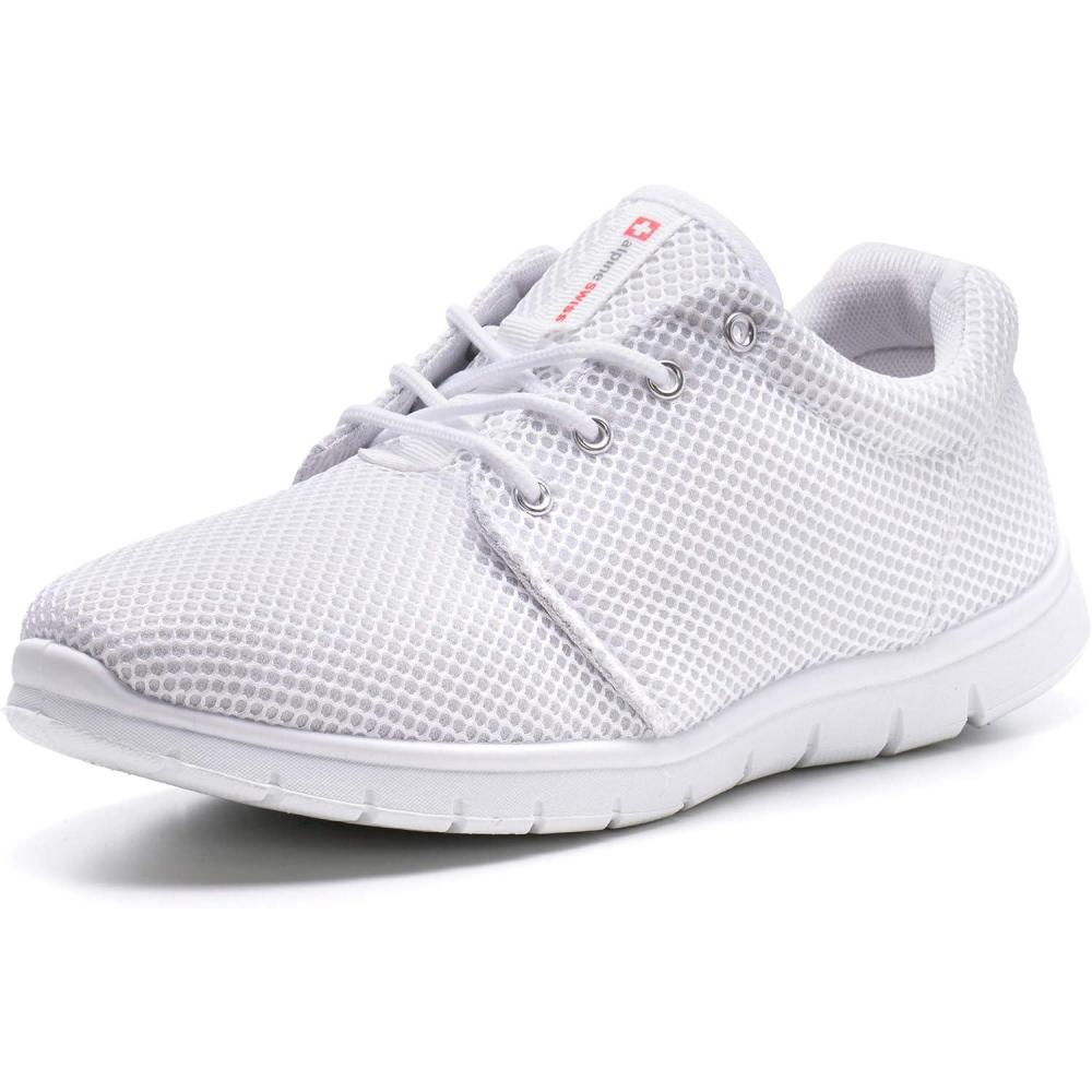 image:imageAlpine Swiss Kilian Mens Walking Shoes  Breathable Mesh Running Shoes  Lightweight Fashion Sneakers  Athletic Tennis TrainersWhite