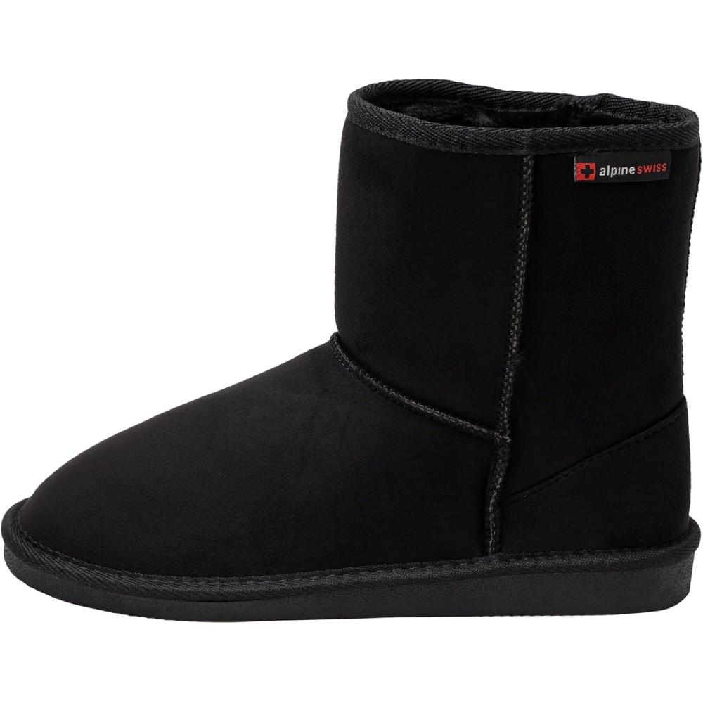 image:imageAlpine Swiss Laura Womens Short Winter Boots  Faux Suede Sherpa Lined Ankle Boots  Warm Comfortable AntiSlip Sole  Stylish Fall Winter ShoesBlack