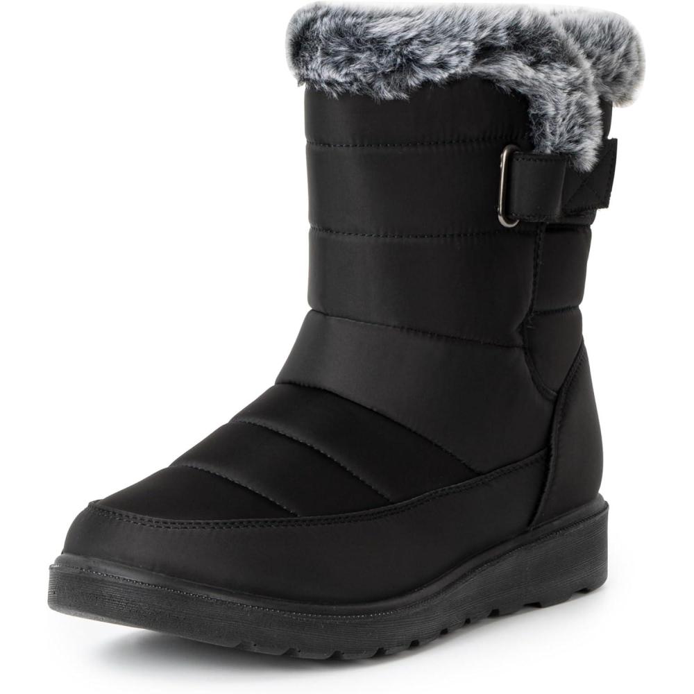 image:imageAlpine Swiss Lexie Womens Snow Boots  Waterproof Faux Fur Lined  Warm Cozy Winter Booties  AntiSlip Sole  Stylish Outdoor ShoesBlack