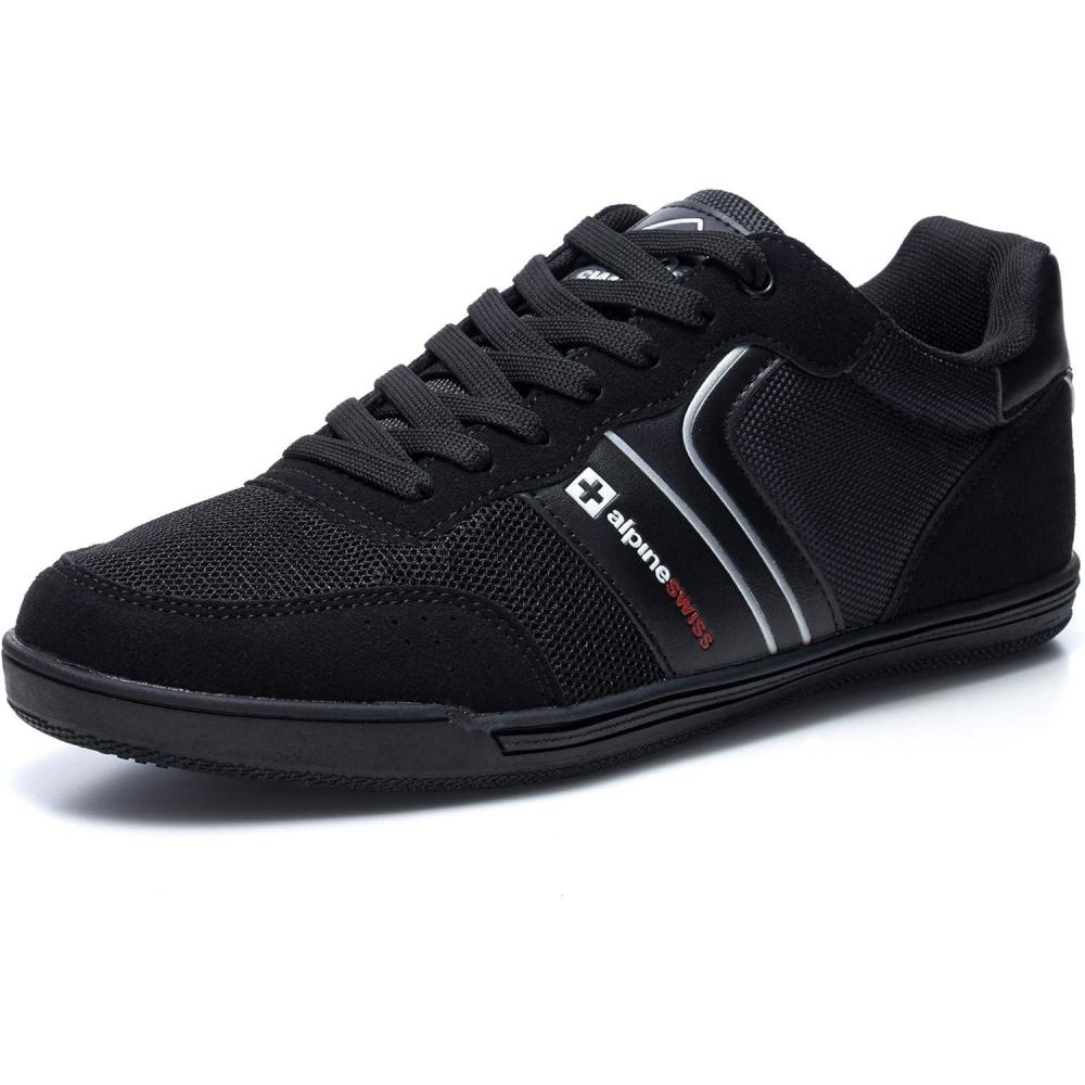 image:imageAlpine Swiss Liam Mens Casual Shoes  Suede Trim Fashion Sneakers  Low Top Lace Up Stylish Tennis ShoesBlack