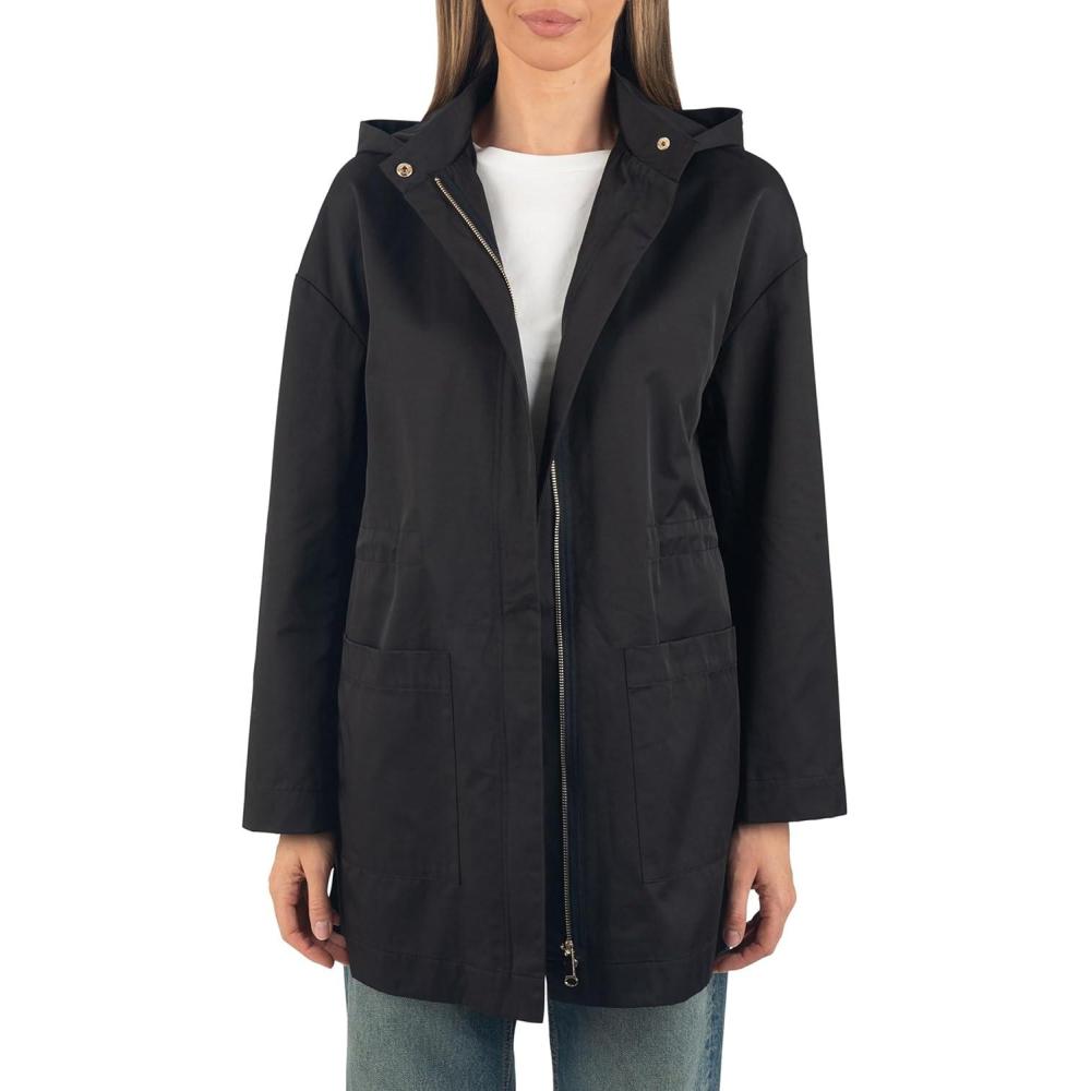 image:imageAlpine Swiss Lorie Womens Rain Jacket Removable Hood Long Rain Coat Trench Coat WindbreakerBlack