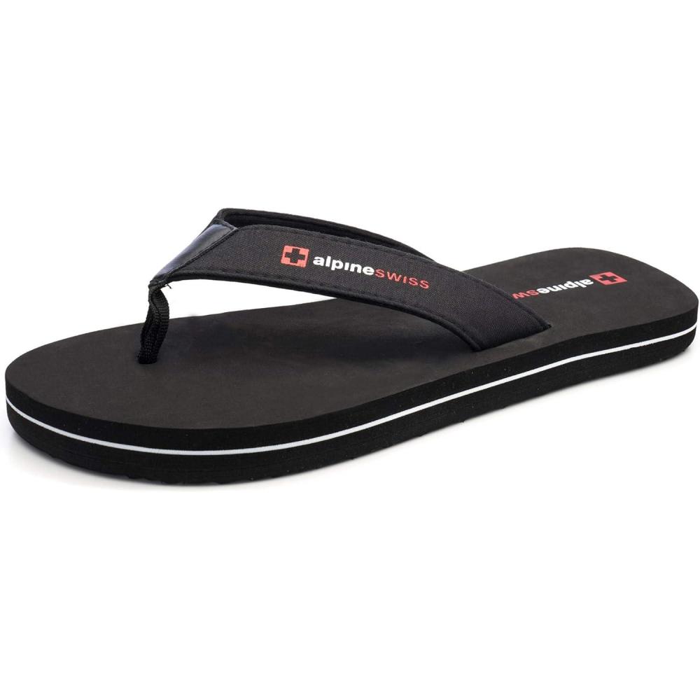 image:imageAlpine Swiss Mens Flip Flops  Lightweight Thong Sandals  Beach Sandals with EVA Sole for Comfort  Stylish Durable Flip Flops for Men Perfect for Casual Wear Pool and Outdoor ActivitiesObsidian Black
