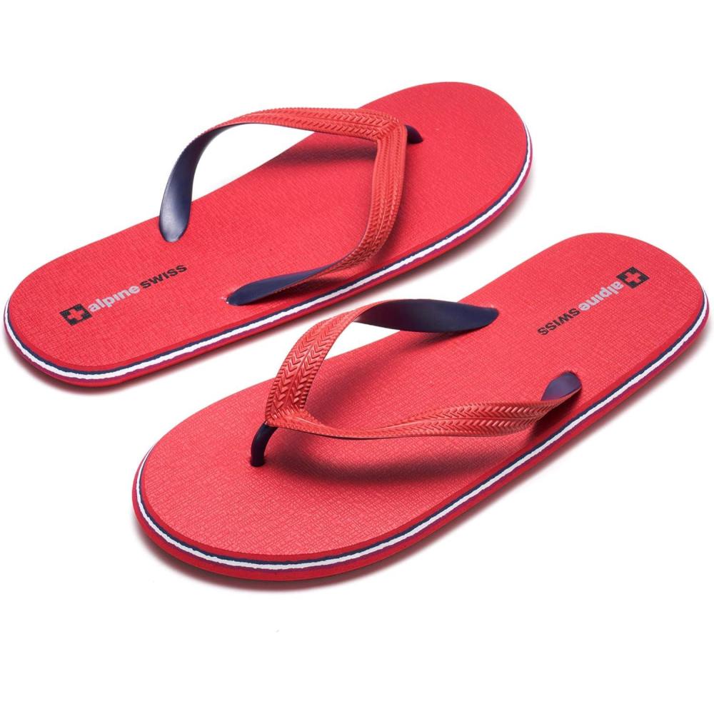 image:imageAlpine Swiss Mens Flip Flops  Ultralight Thin EVA foam Sandals for Beach Pool Everyday Wear  Simple Flexible Flip Flops for MenRed