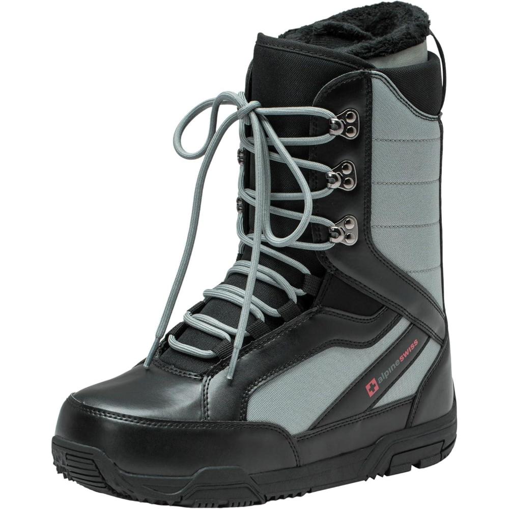 image:imageAlpine Swiss Mens Snowboard Boots  Waterproof CustomFit Liner Medium Flex for AllMountain Riding Winter Snow BootsGray