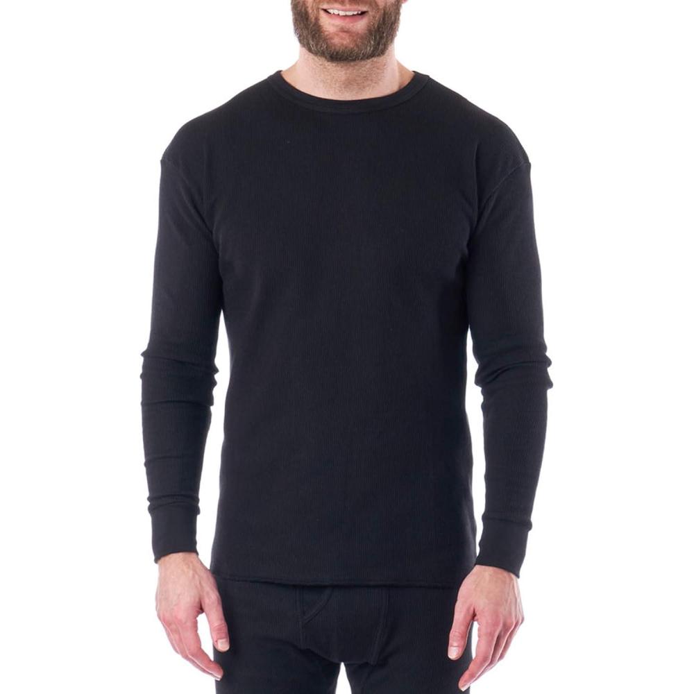 image:imageAlpine Swiss Mens Thermal Long Sleeve Top Underwear Crew Neck Shirt Waffle Knit Henley Base LayerBlack